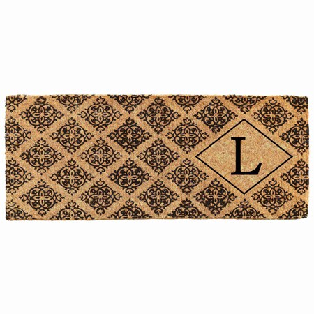 Monogram Door Mat, Black, Natural, 18 in W x 46 in L